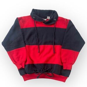 Vintage 1990s Mom Double Drawstring Color Block Sweatshirt